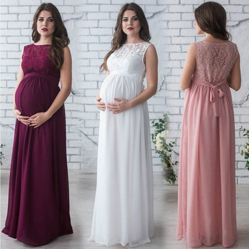 Embrace Elegance with the Lace Sleeveless Maternity Dress